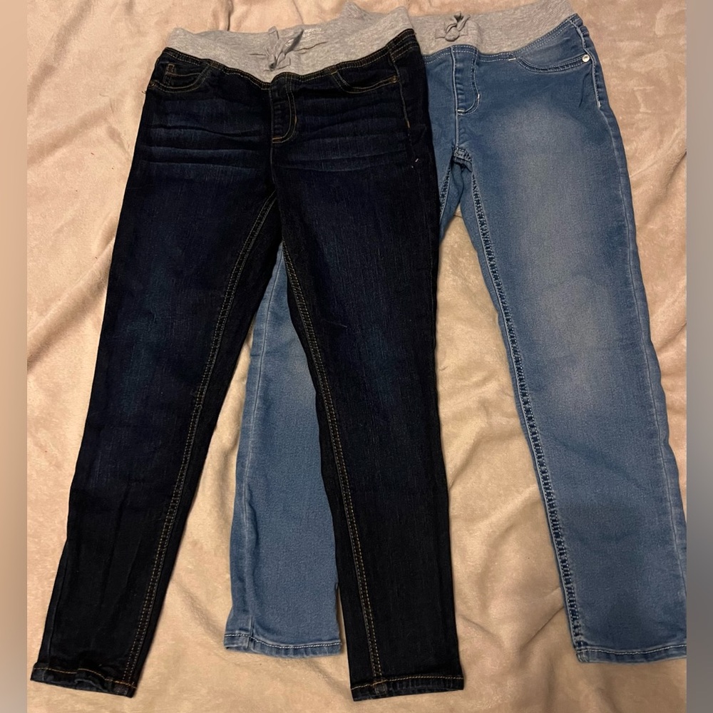 Denim Jeggings with Elastic Waist Girls 10/12 Plus 2 pairs